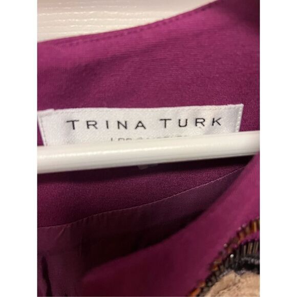 Trina Turk Plum Floral Beaded Sleeveless Career address sz 8 EUC - Picture 4 of 7